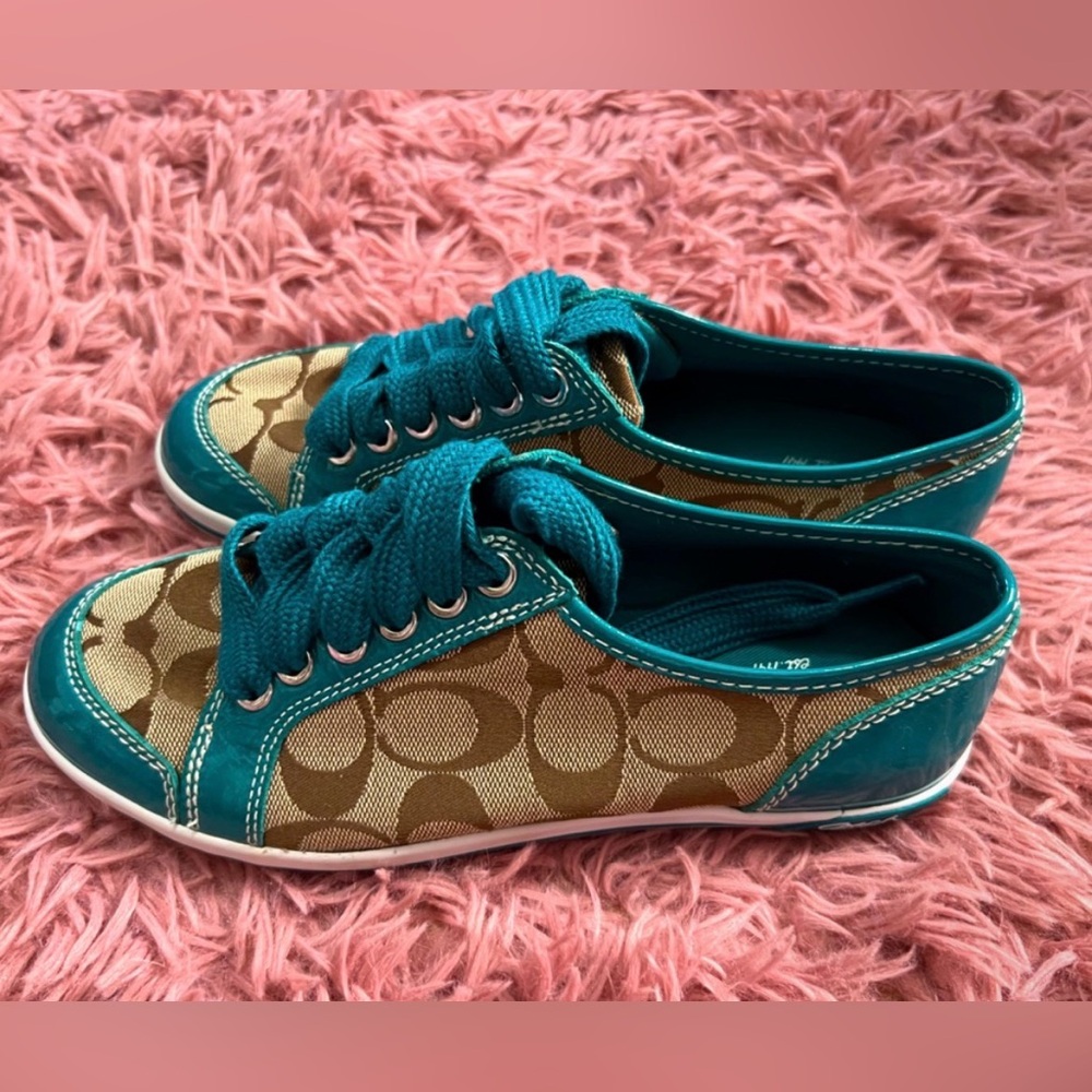 Coach Teal and Brown Sneakers